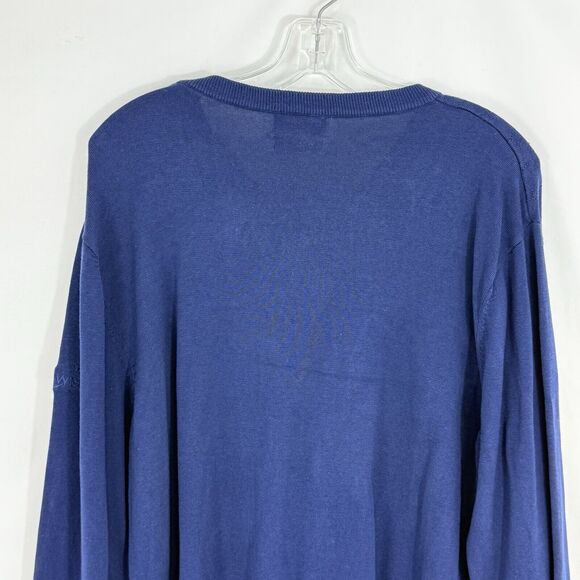 Aureus Fine Silk Blend Navy Blue Silk/Cotton V Neck Sweater XL - Picture 4 of 16
